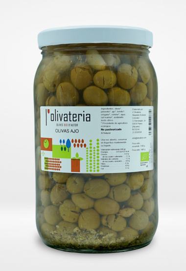 Aceitunas con ajo Olivatería. Formato 1.100 Gramos